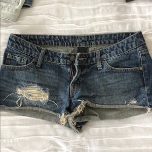 Blue jean frayed shorts